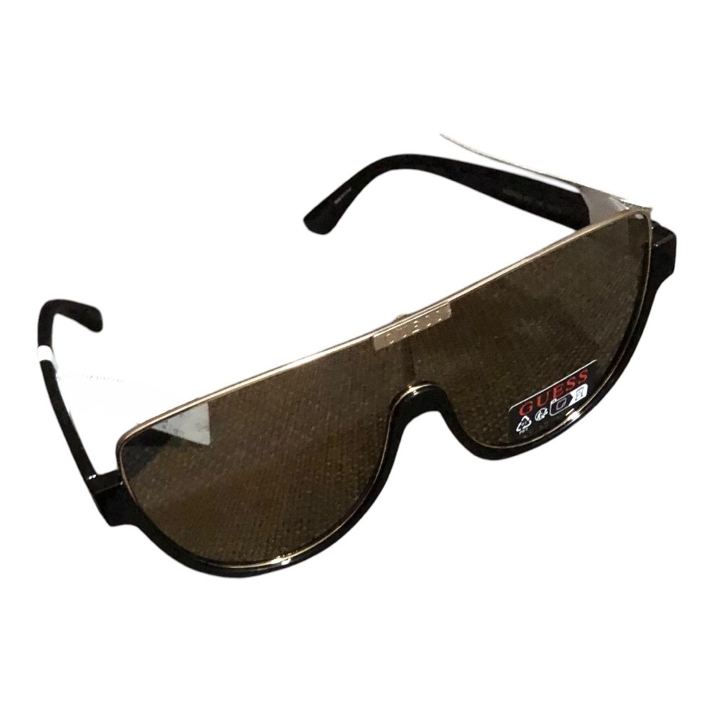 Guess square frame shield avaiator black and gold frame‎ faded sunglasses new